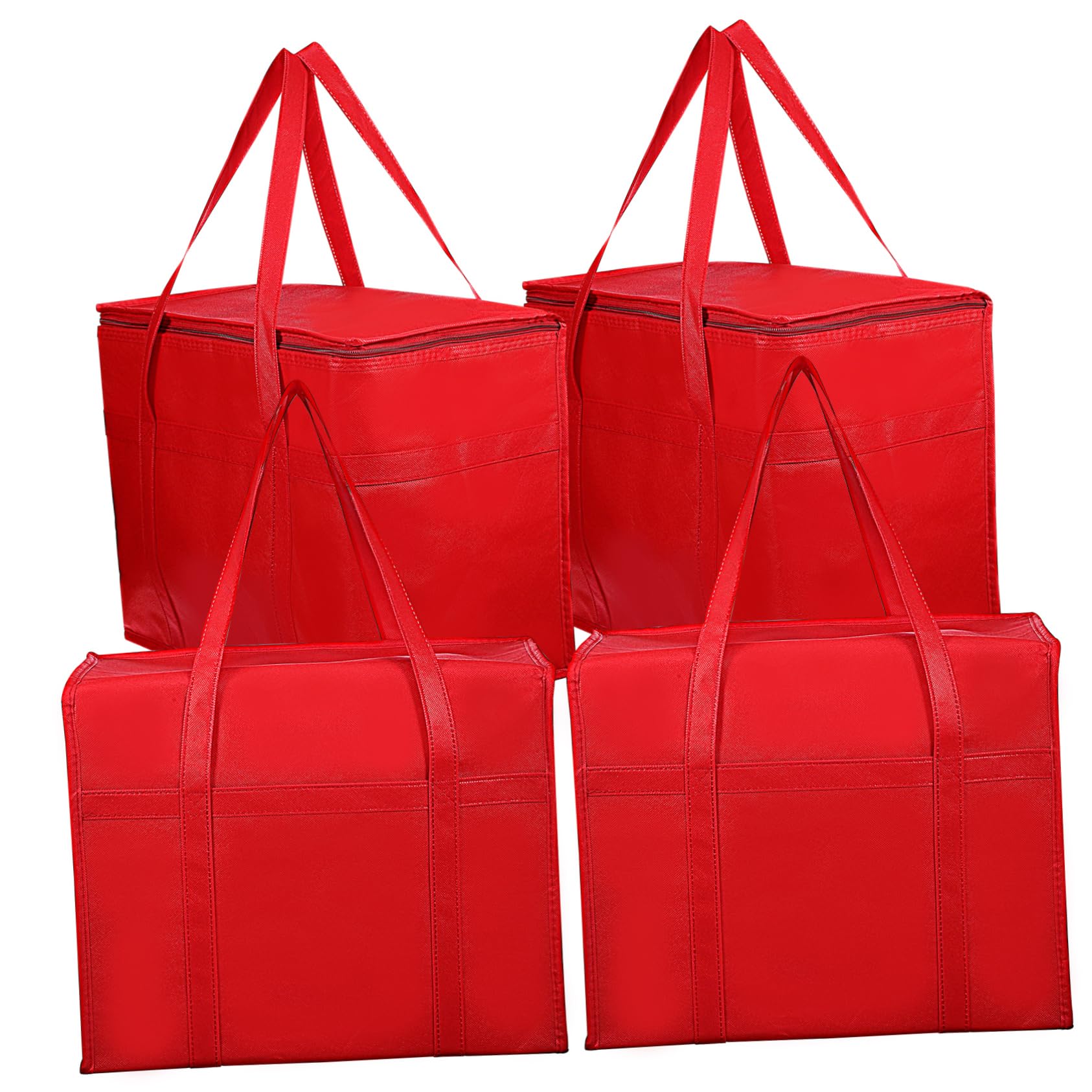 Bolsas Térmicas Grandes Plegables de Tela No Tejida Cierre, 4 Piezas