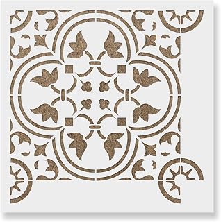 Rosario Tile Stencil - Linoleum, Floor, Fireplace, and Kitchen Stencil