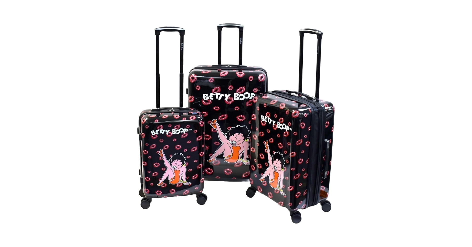 Amazon.com | Betty Boop 3 pcs hard luggage set black kick 4