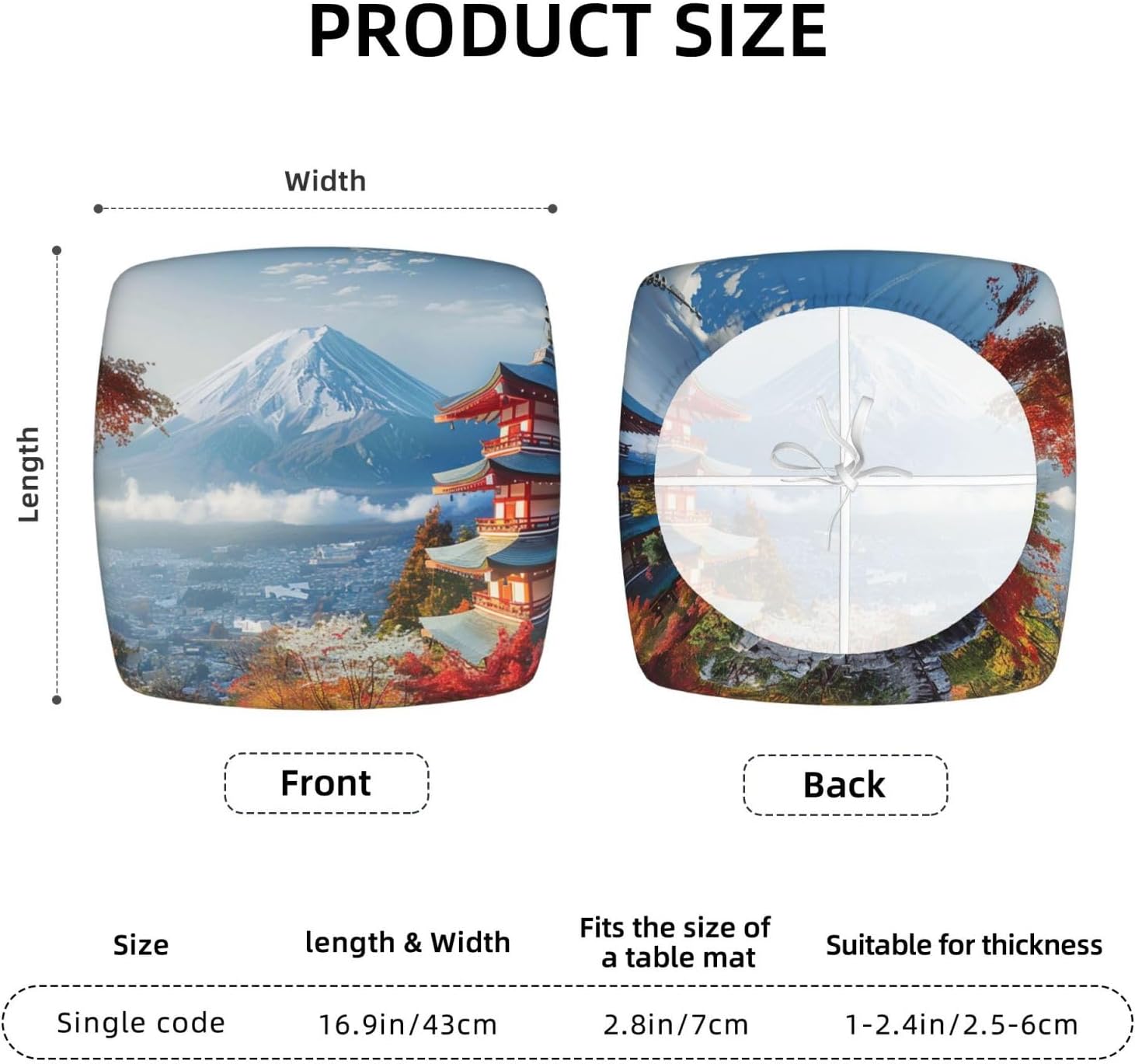Japan Mount Fuji Landscape Print Square Cushion Covers 6 Pcs Set Elastic Non-Slip Seat Cushion Slipcovers Pet Furniture Protectors for Chair, Sofa