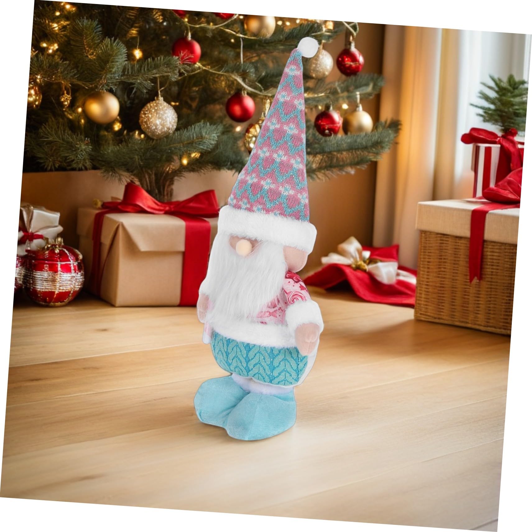 ULTECHNOVO Figura Babbo Natale con Gambe Estensibili Statua Natalizia Stabile per Decorazioni da Tavolo e Festa di Natale Compatta per Uso Domestico e Ufficio