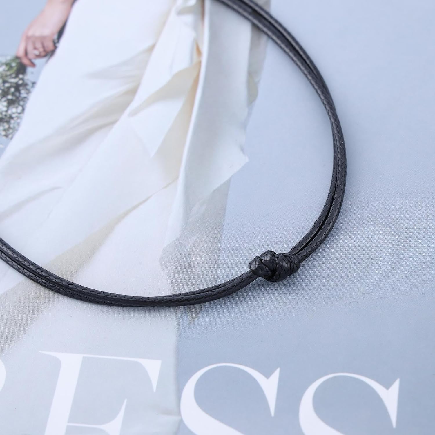 Bohemian Leather Rope Choker Necklace Black Leather Cord Collar Necklace Short Black Wax Rope Chain Necklace Minimalist Leather Necklace Jewelry for Women Gifts - Image 5