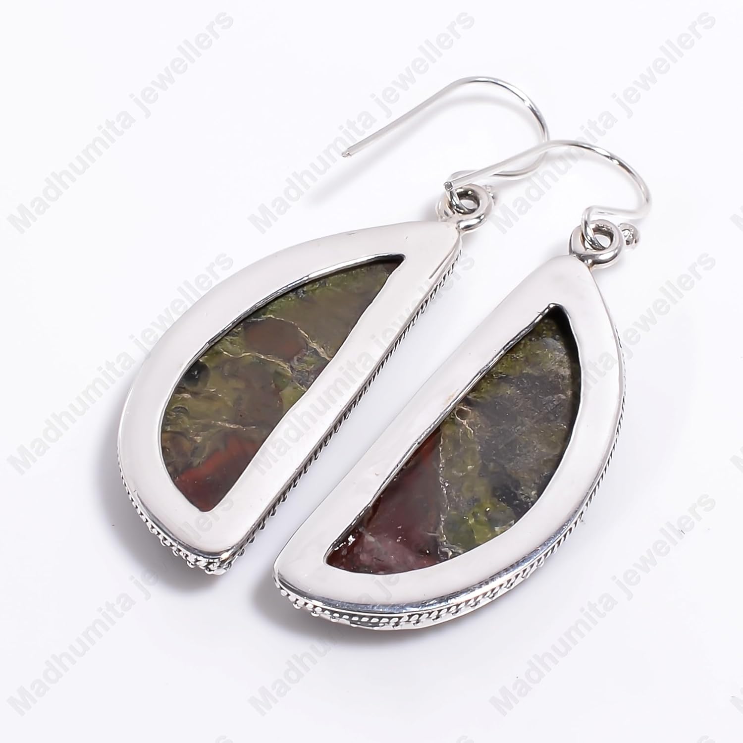 Natural Blood Stone 925 Sterling Silver Handmade Dangle Earrings for Women Jewelry Gift for Her