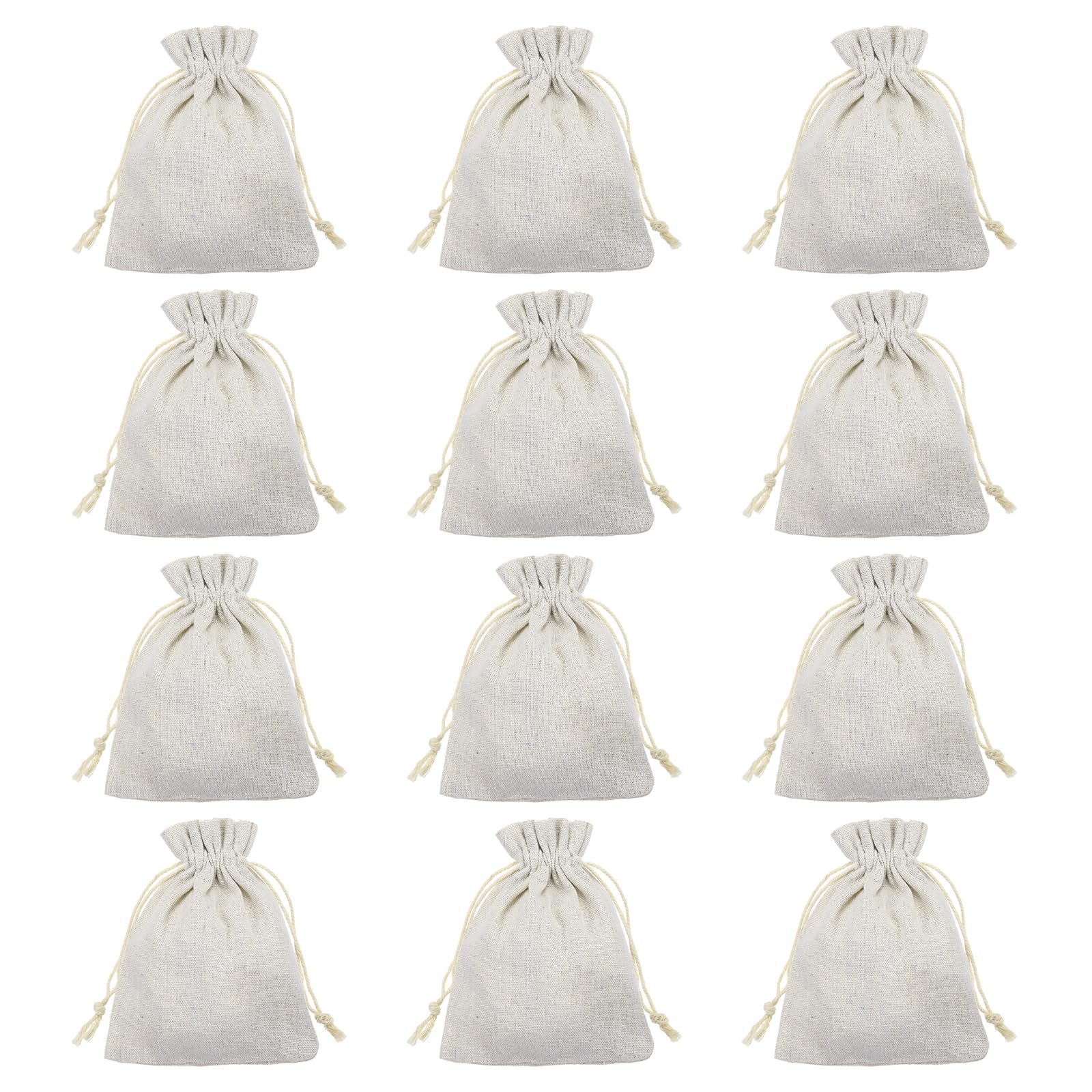 PATIKIL 12Pcs Coin Sacks Bag, 16x12cm Canvas Coin Money Cash Bag Drawstring