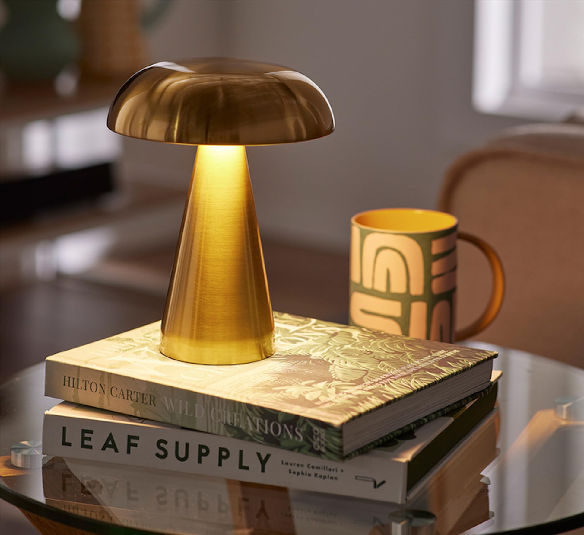 NYRWANA Table Lamp | 2000mAh Battery | Home Decor, Lamp, Lamps for Bedroom and Living Room, Stepless Dimming, 3 Colour Touch Control, USB-C Charging, Rakhi Gift for Brother & Sister (Metal - Gold)