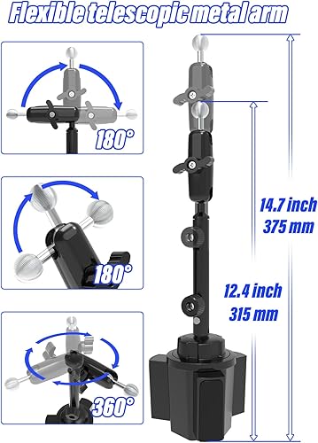 Miniatura 3 de Soporte de metal para tableta para automóvil, brazo largo de extensión, soporte para tableta de automóvil, soporte giratorio de 360 grados para iPad