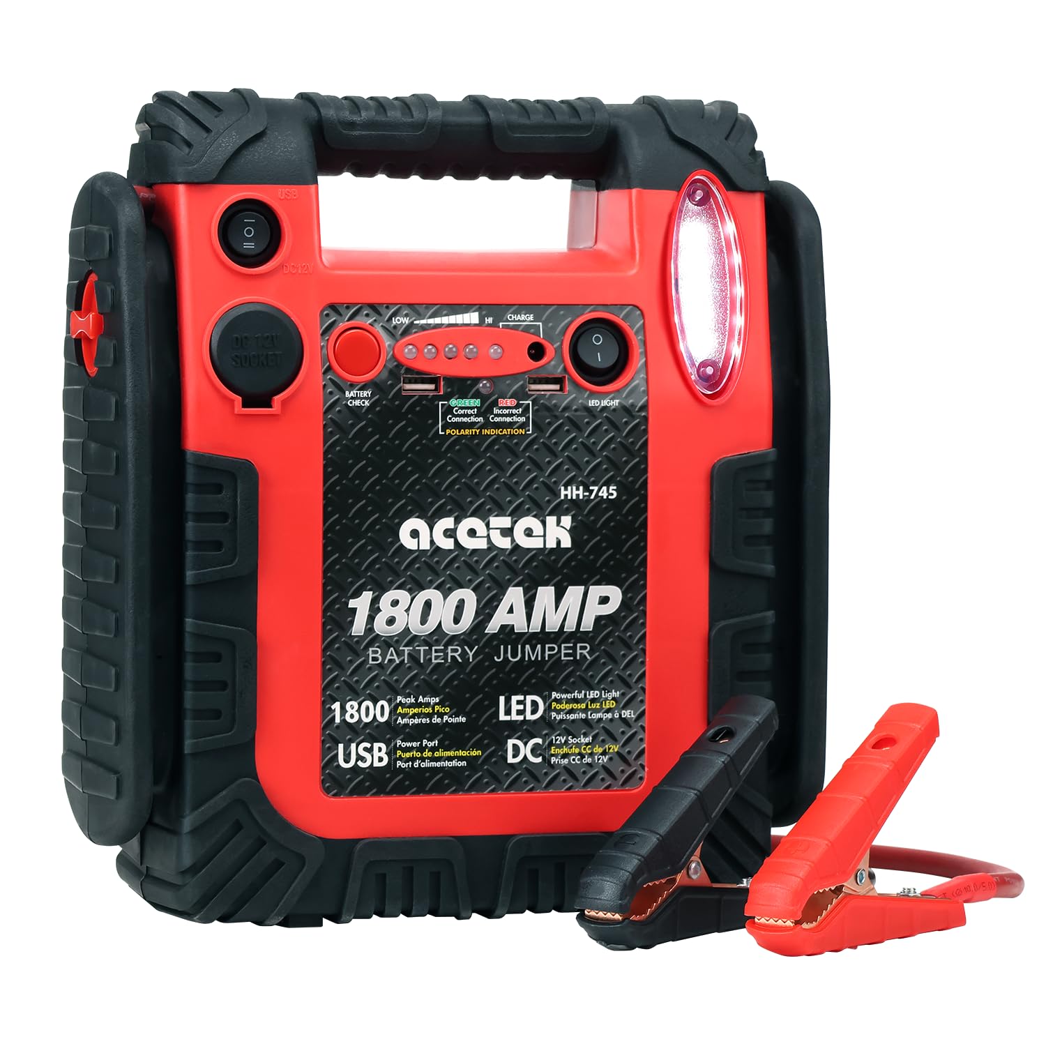 1800 Amp Car Jump Starter Portable Battery Charger 20000 mAh Emergency Supply Power Pack Up to 6 L