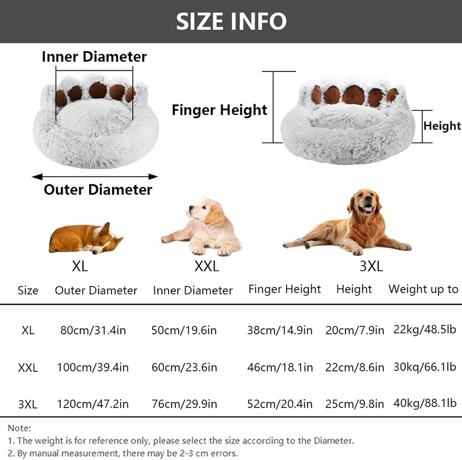 Luqeeg Round Donut Cat Dog Bed, Pet Bed with Anti Slip Bottom, Washable Soft Fluffy Comfortable Cat Accessories for Home Pet Shop Easy Maintenance (XL)