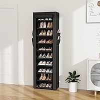 Vista 2 de VTRIN - Zapatero alto, organizador estrecho y vertical para armario o recibidor, 10 niveles, cubierta no tejida, contiene 20-22 pares de zapatos