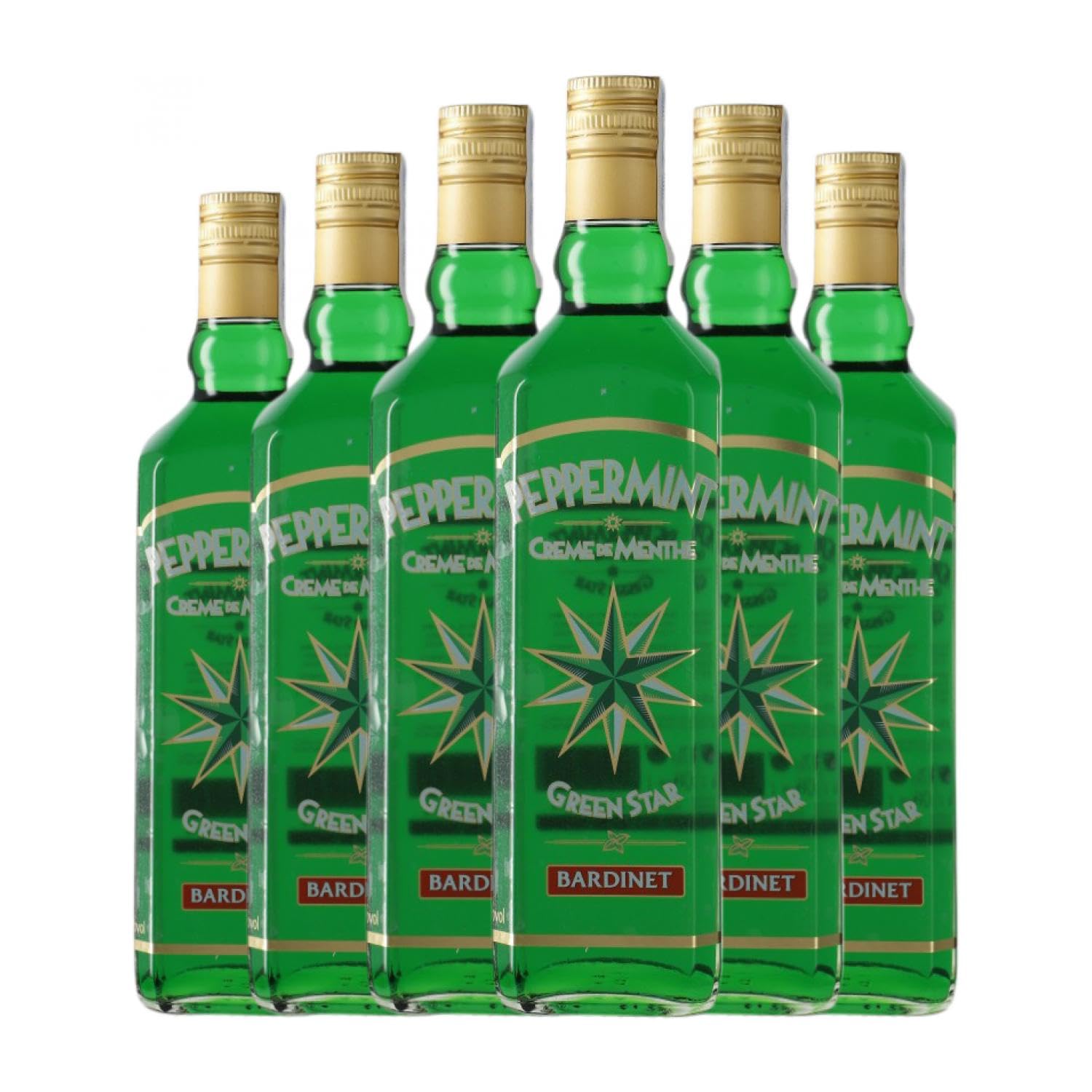 Licores Bardinet Green Star Peppermint Creme de Menthe Menta 70 cl (Caja de 6 Botellas de 70 cl)