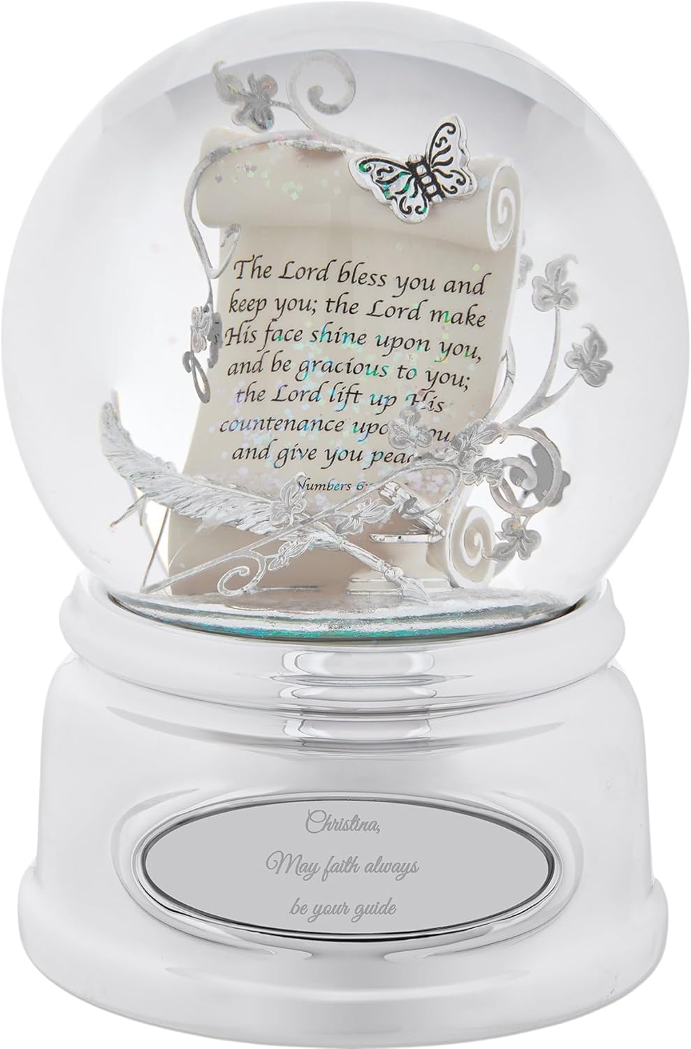 THINGS REMEMBERED Engraved Inspirational Prayer Scroll Musical Snow Globe, Plays “Amazing Grace” Music, Beautiful and Unique Gift (Free Customization)