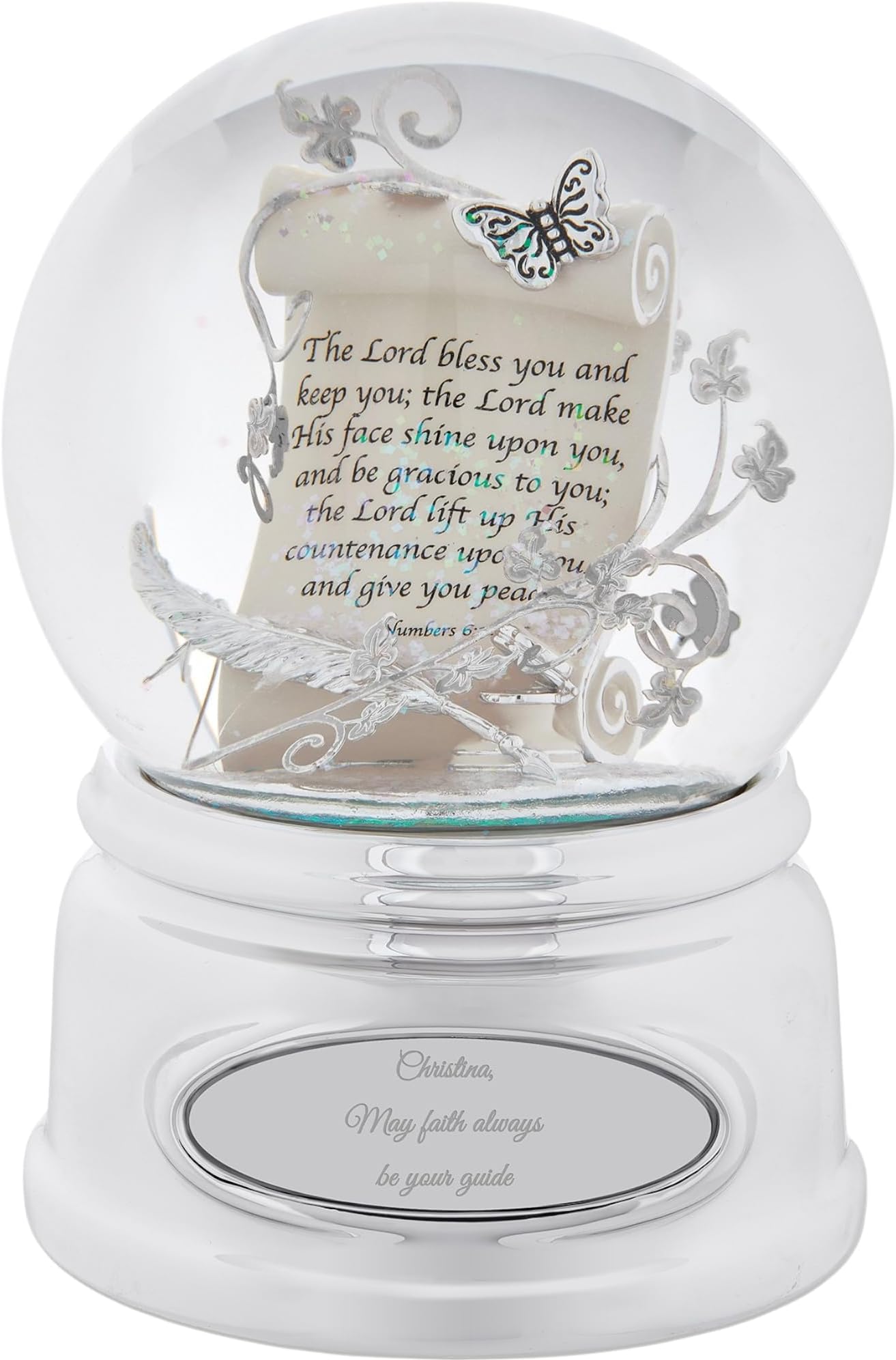 - Engraved Inspirational Prayer Scroll Musical Snow Globe, Plays “Amazing Grace” Music, Beautiful and Unique Gift (Free Customization)
