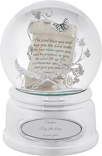 THINGS REMEMBERED Globo de nieve musical con pergamino de oración inspirador grabado, reproduce música "Amazing Grace", regalo hermoso y único