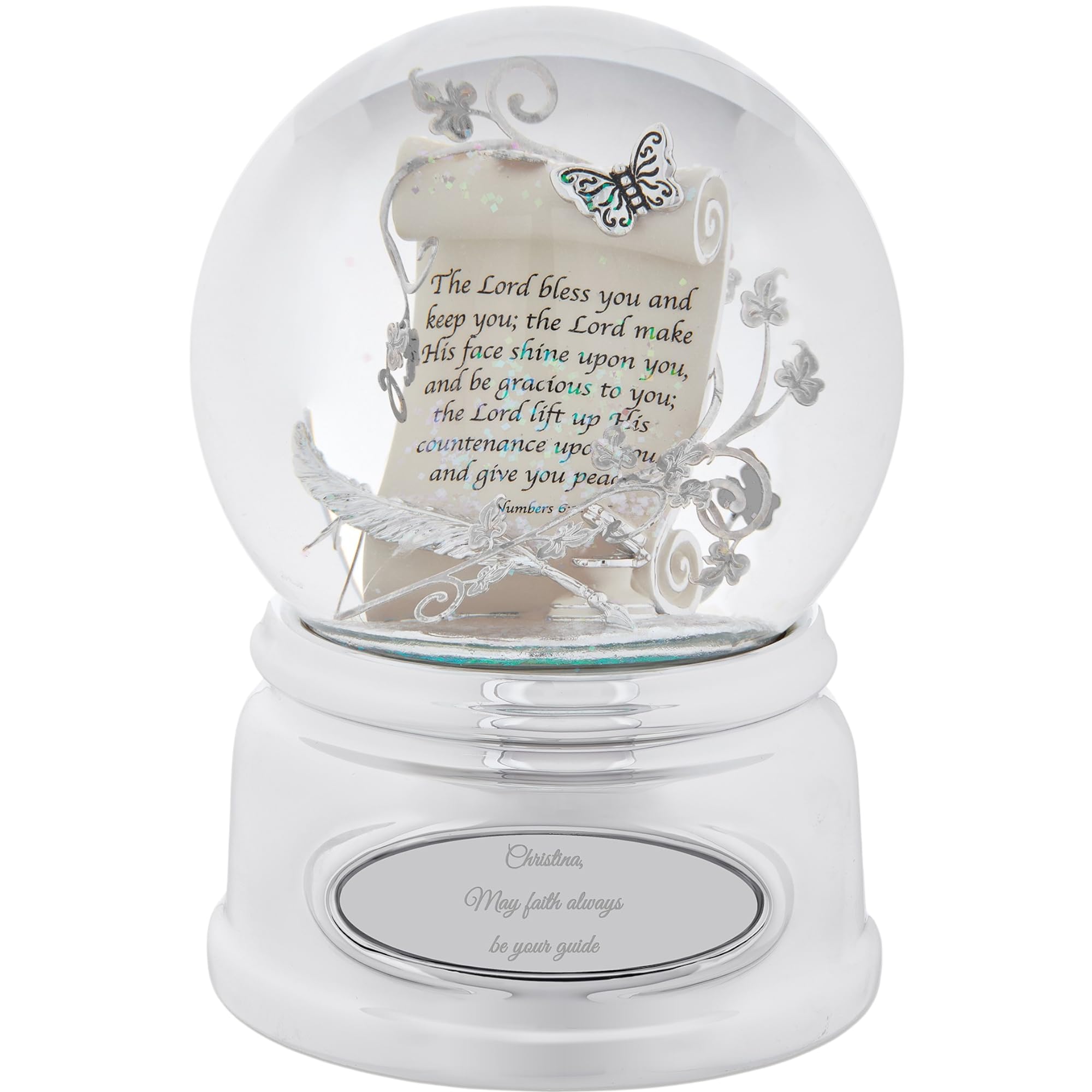 THINGS REMEMBEREDEngraved Inspirational Prayer Scroll Musical Snow Globe, Plays “Amazing Grace” Music, Beautiful and Unique Gift (Free Customization)