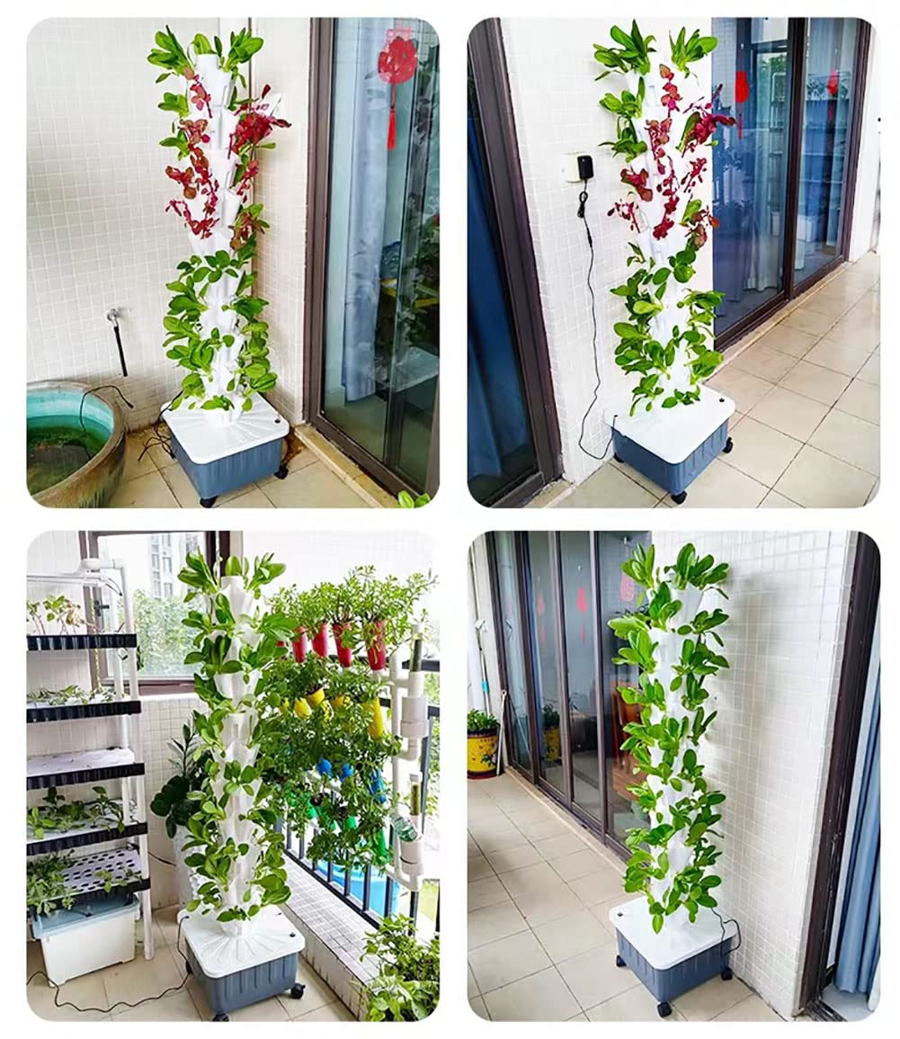 Wieża hydroponiczna, system uprawy hydroponicznej, zestaw do uprawy aeroponicznej System sadzenia aquaponics, do ziół, owoców i warzyw z pompą nawilżającą, adapterem, grządką do siewu i doniczkami s