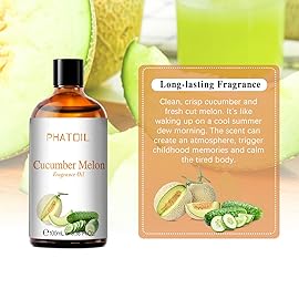 PHATOIL 3.38FL.OZ Cucumber Melon Fragrance Oils for Aromatherapy, Essential Oils for Diffusers for Home, Perfect for Diffuser, Yoga, Skin Care, DIY Candle and Soap Making - 100ml