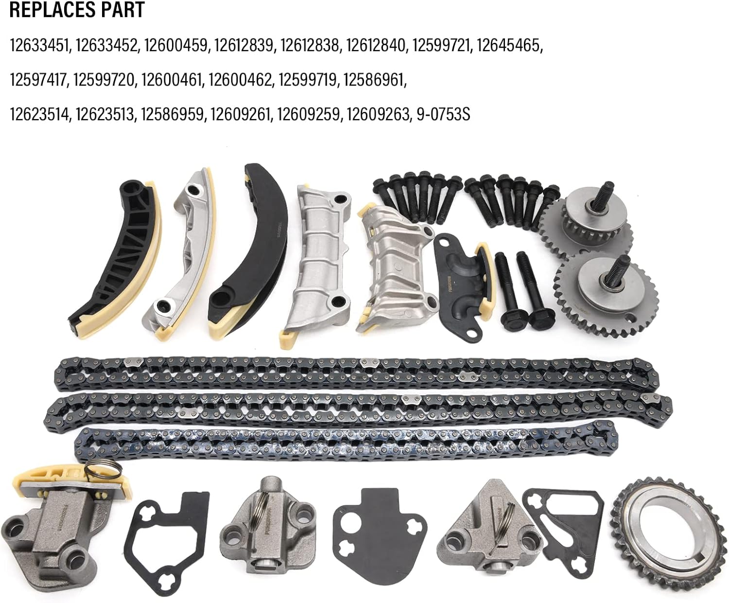 9-0753S Timing Kit Engine Timing Chain Kit for Cadillac CTS SRX STS GMC Acadia Chevy Equinox Malibu Traverse Buick Allure Enclave LaCrosse 2.8L 3.0L 3.6L DOHC 24V Replace # 9-0753S