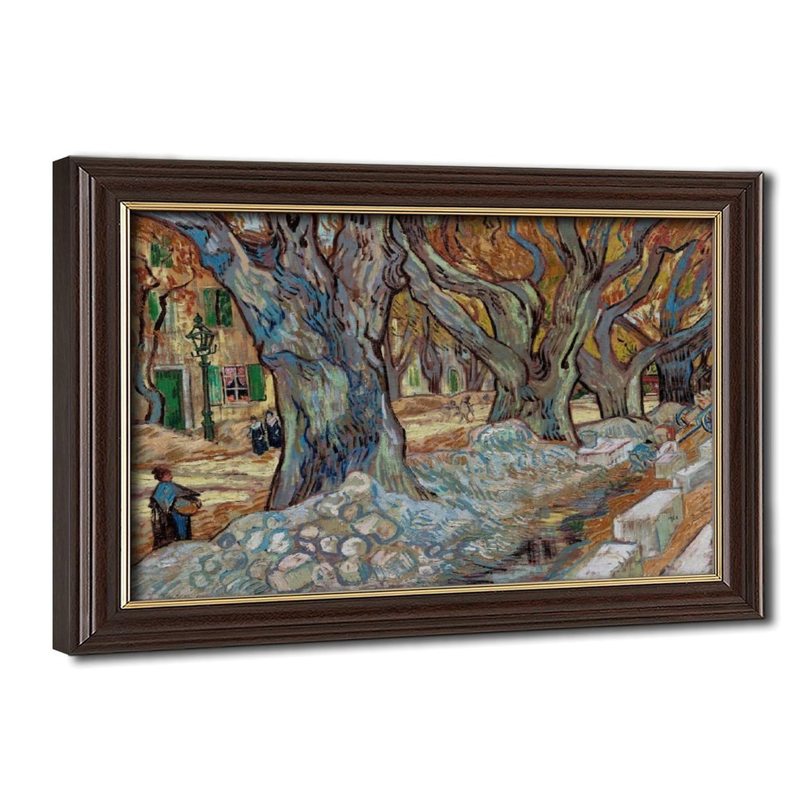 WCYB Stretched Canvas The Large Plane Trees Road Menders at Saint-rémy by Vincent Van Gogh Prints Posters Canvas Deco Paintings Wall Art For Office Living