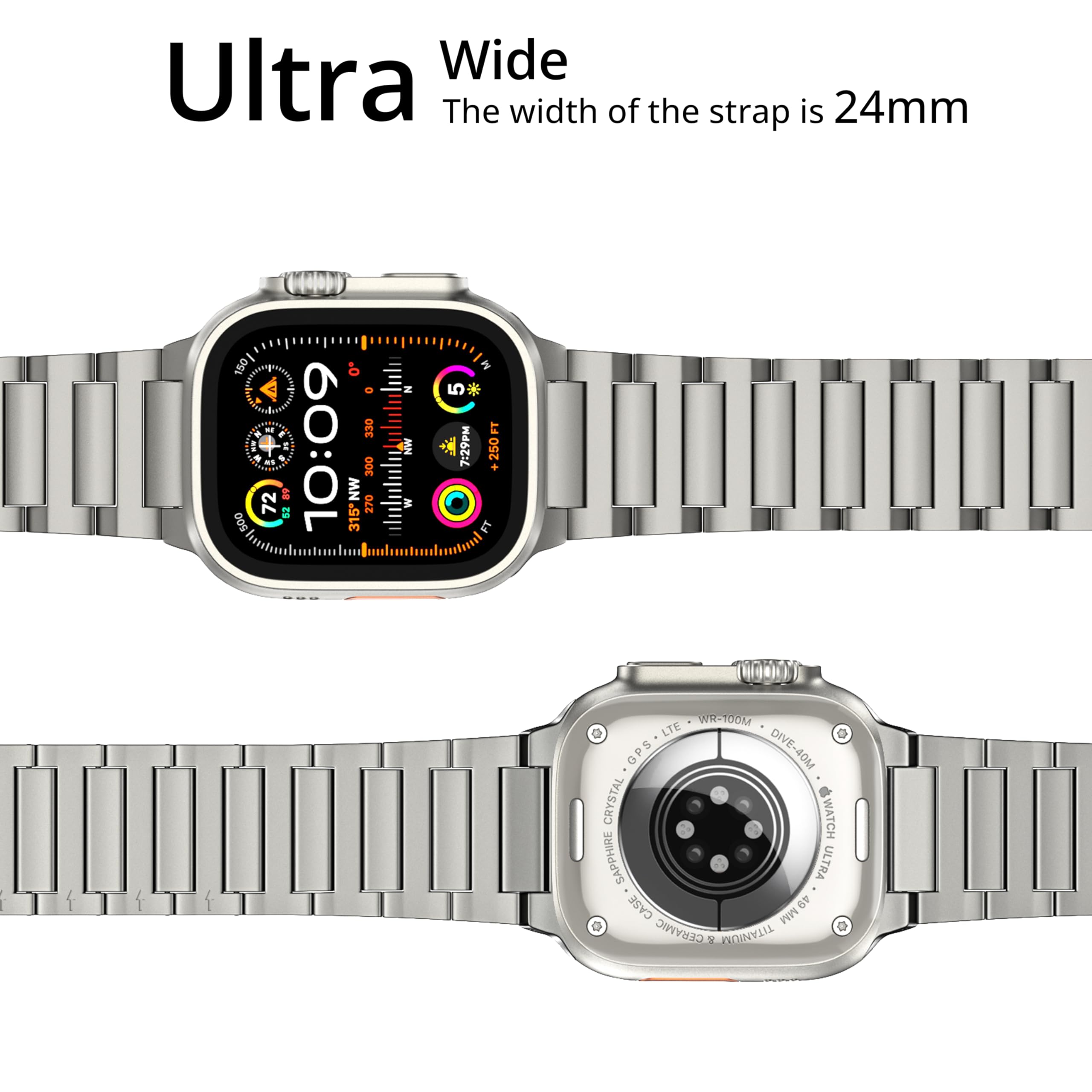 LULULOOK Pasek tytanowy klasy 4 do Apple Watch Ultra 2/Ultra 49 mm z magnesem, pierwszy na świecie ultralekki tytanowy pasek zastępczy z powłoką Super DLC do zegarka iWatch Ultra