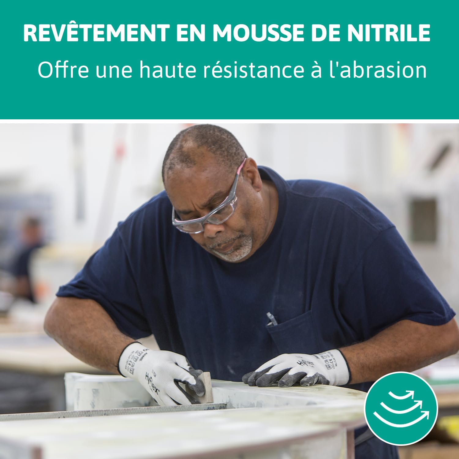 Ansell HyFlex 11-800 Gants de Travail Professionnels, Enduction Nitrile Résistante à l'Abrasion, Protection Industrielle Multiusage, Manutention et Mécanique, Blanc, Taille L (12 Paires)