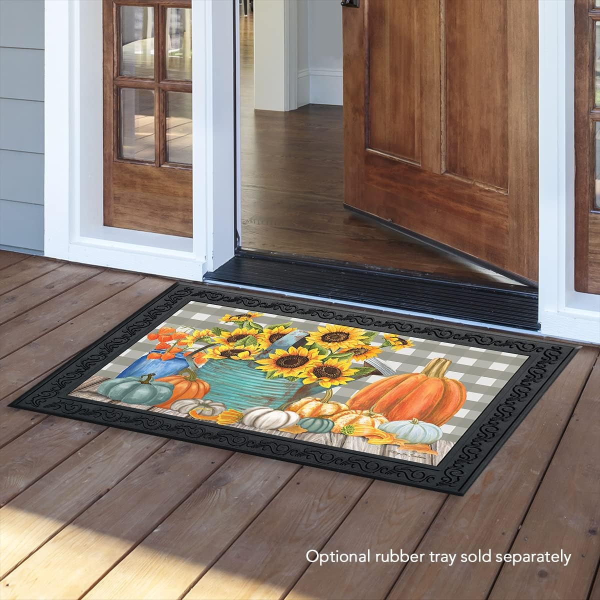 Briarwood Lane Sunflower Watering Can Fall Doormat Pumpkins Floral 30 x 18