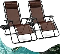 Vista 26 de Goplus Sillas de salón Zero Gravity, reclinables plegables ajustables en 160° con almohada y soporte para tazas, cómodas sillas de descanso de 350