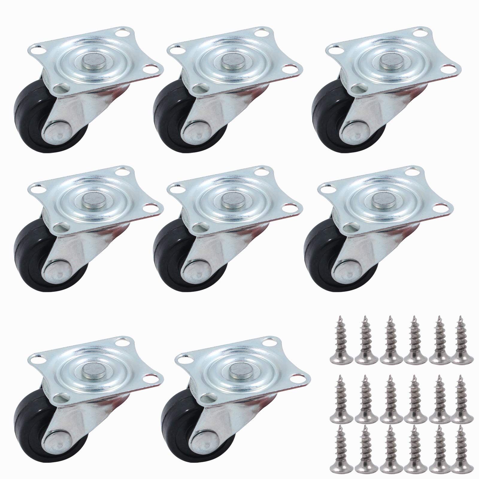 Buy HOWDIA 8 Pack 1inch Dia Swivel Rubber Single Wheel Caster Wheels