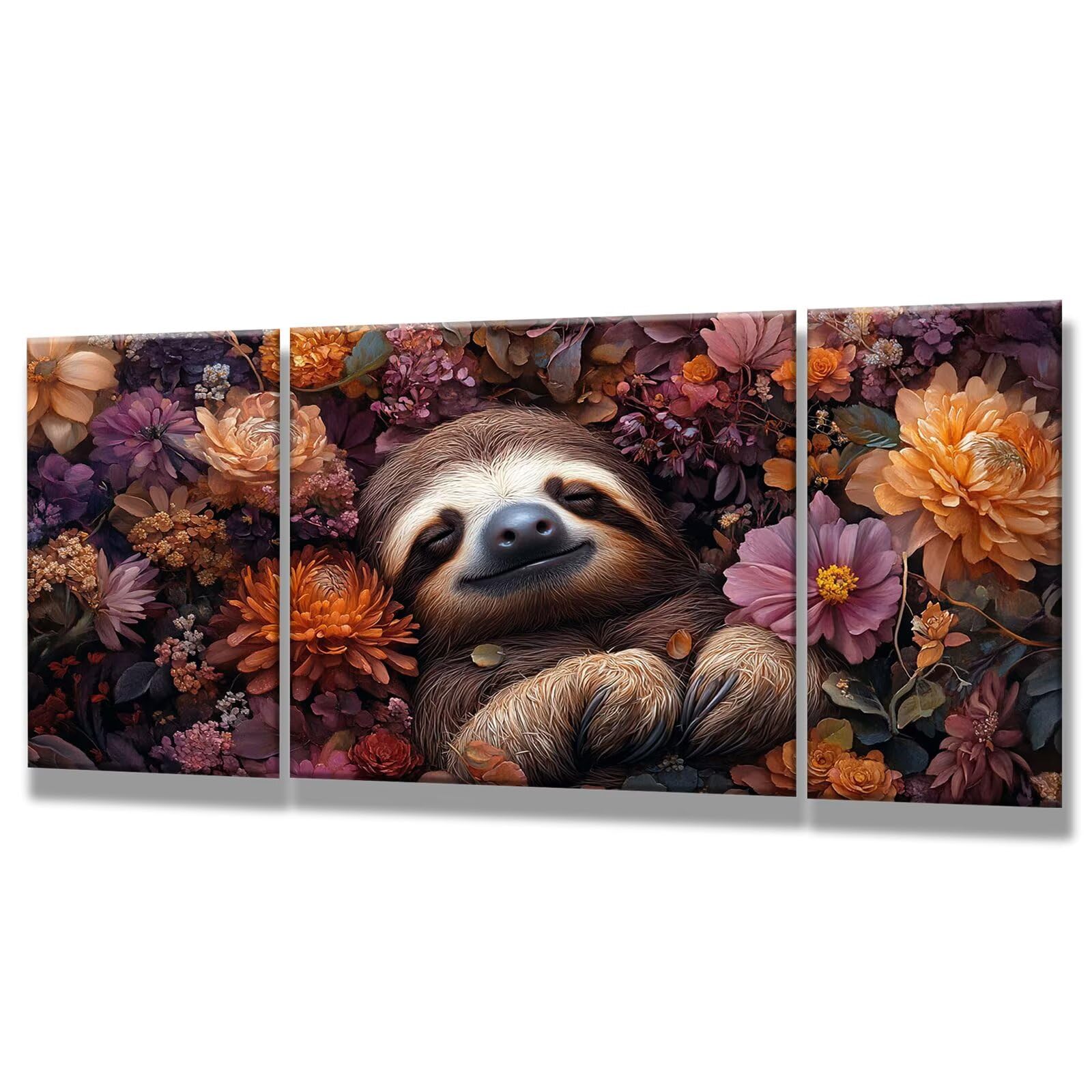 Malowanie według liczb, leniwiec, malowanie według liczb, dla dorosłych, 3 sztuki, "zrób to sam", 60 x 120 cm, dla dorosłych, z pędzlem i farbą akrylową, zestaw do majsterkowania dla dorosłych, do