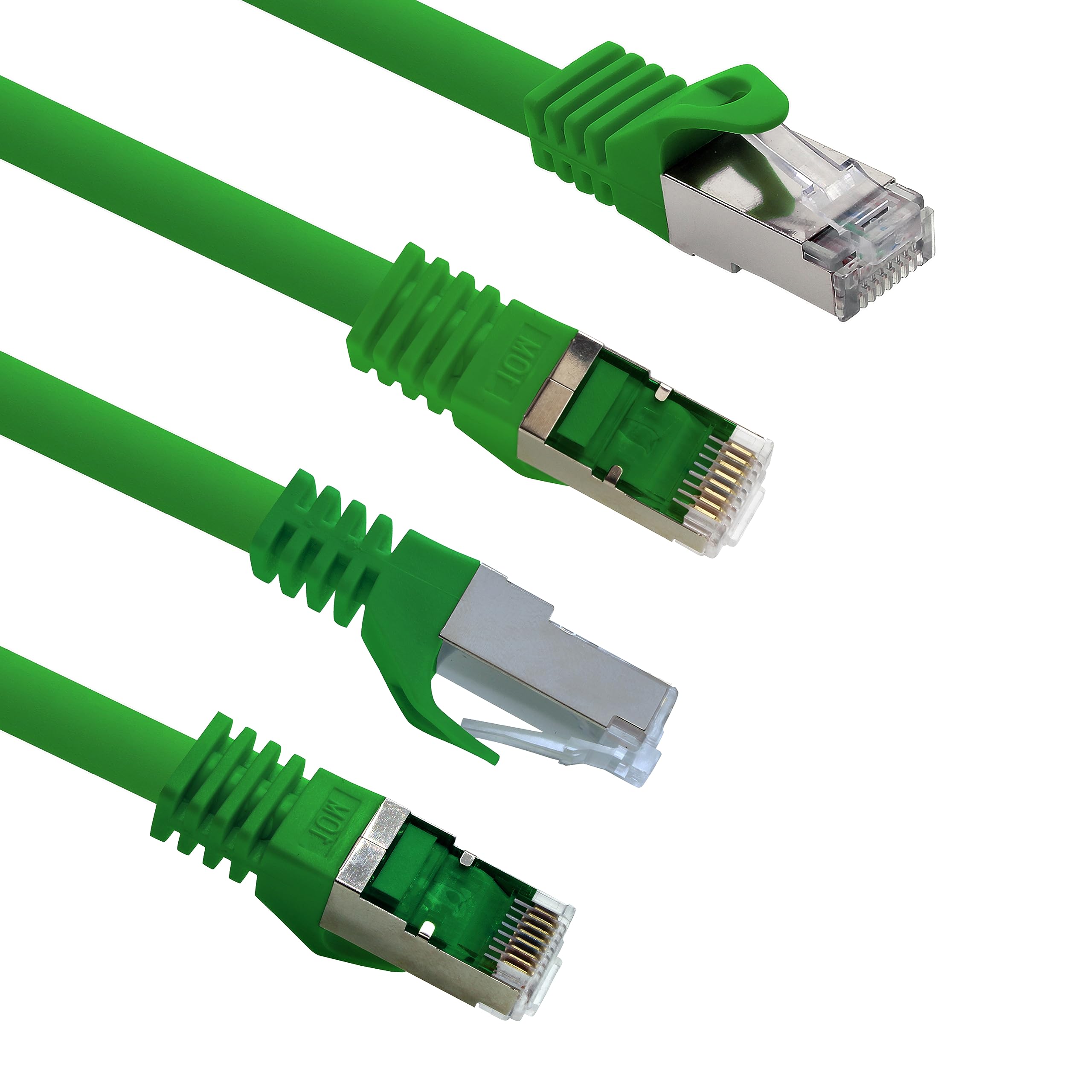 Kabel LAN 0,25 m Cat7 zielony 1 x kabel sieciowy Ethernet RJ45 10 Gbit/s SFTP kabel krosowy do routera modemu przełącznika PC, laptopa, konsoli gamingowej