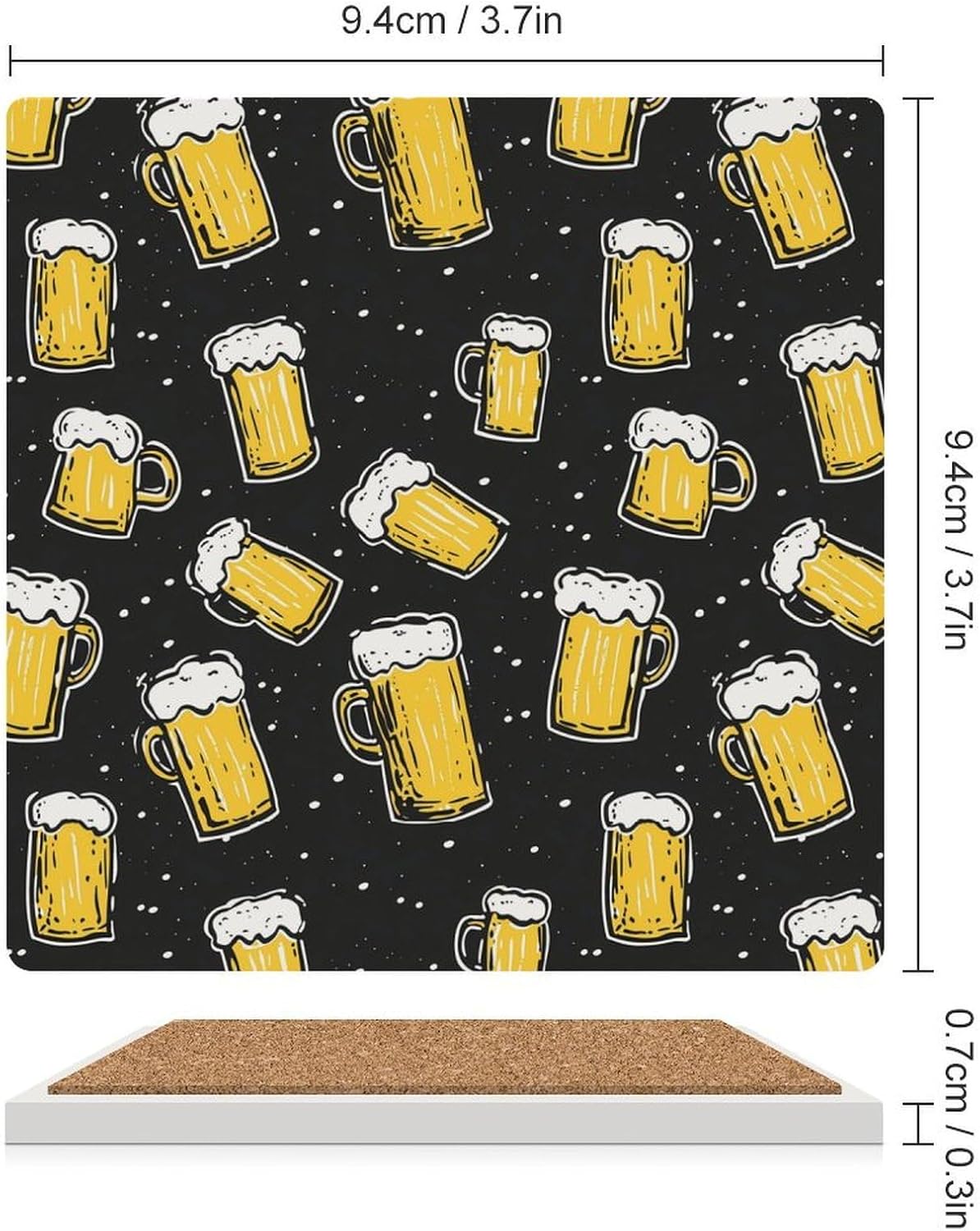 Beer Ceramic Coasters Square Drinks Coaster Coffee Table Decor Table Coaster for Home Bar