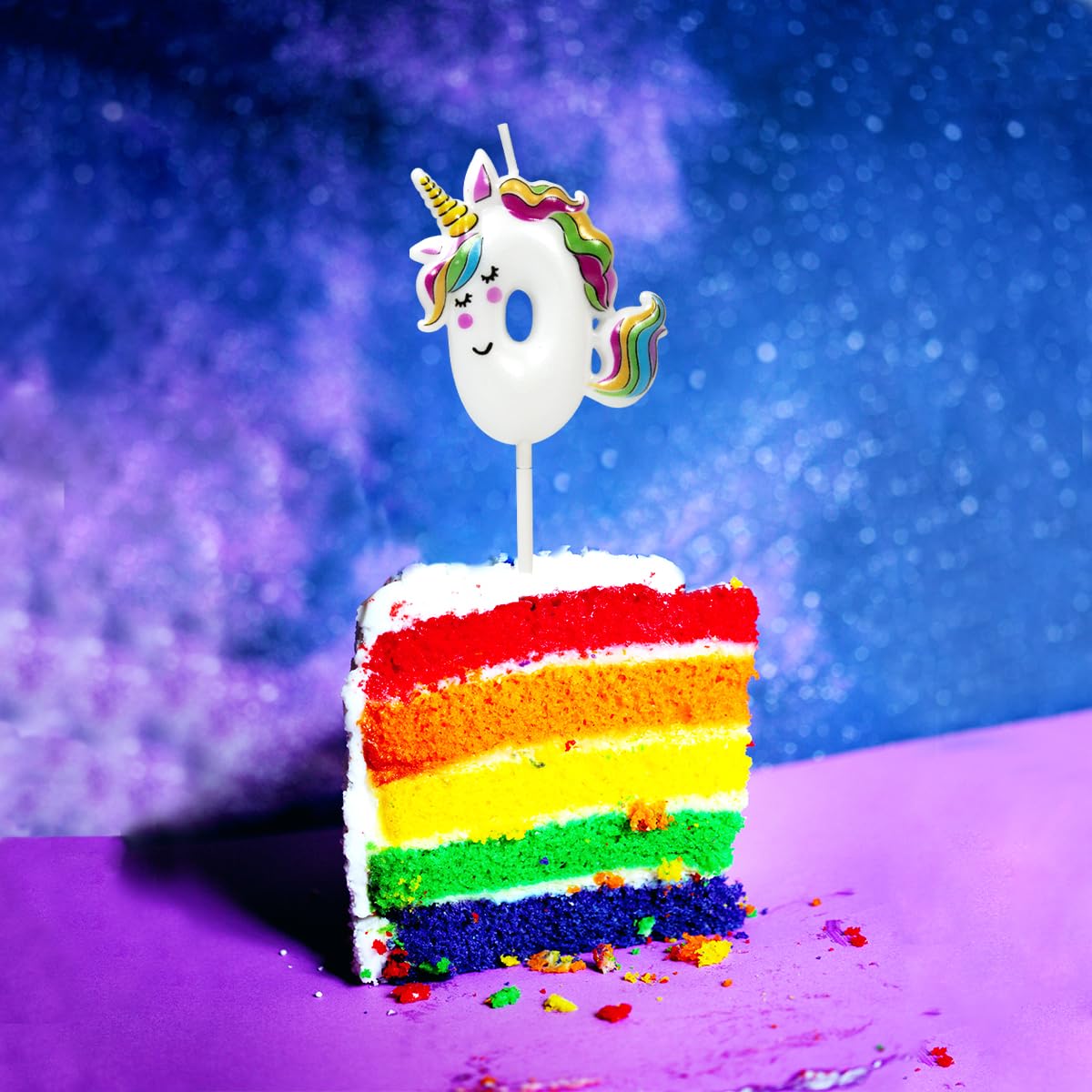 Candele Compleanno 0 Anno,3D a Unicorno Candele, Numero 0 Candele di Compleanno Arcobaleno Unicorno Candele Torta Decorazione, Adatto A Feste di Compleanno Festa Baby