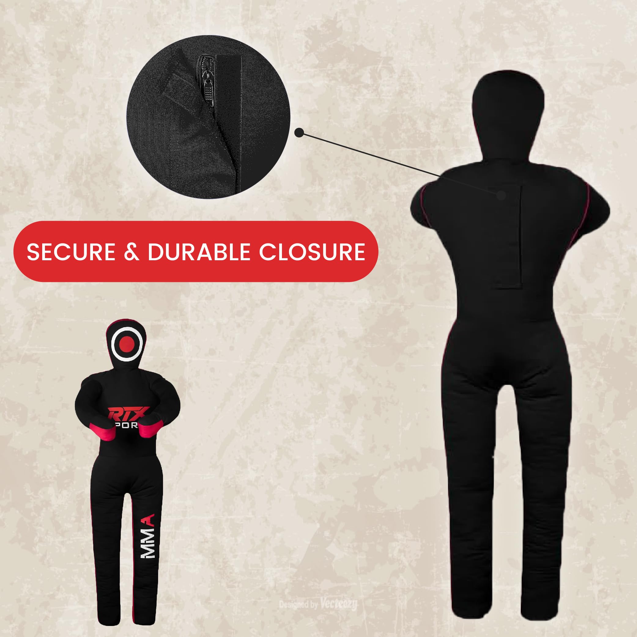 RTX MMA Judo Grappling Dummy - Sac de frappe pour Brésil BJJ Jiu Jitsu Position debout Wrestling BJJ Dummy pour l'entraînement d'arts martiaux - Toile - Vide