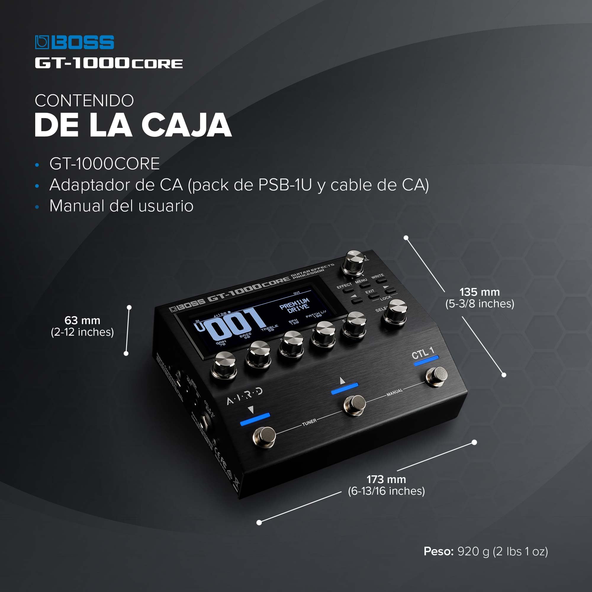 BOSS GT-1000CORE | Procesador de efectos de guitarra compacto | Amplis de guitarra ultraversátiles creados con AIRD | Efectos integrados prémium