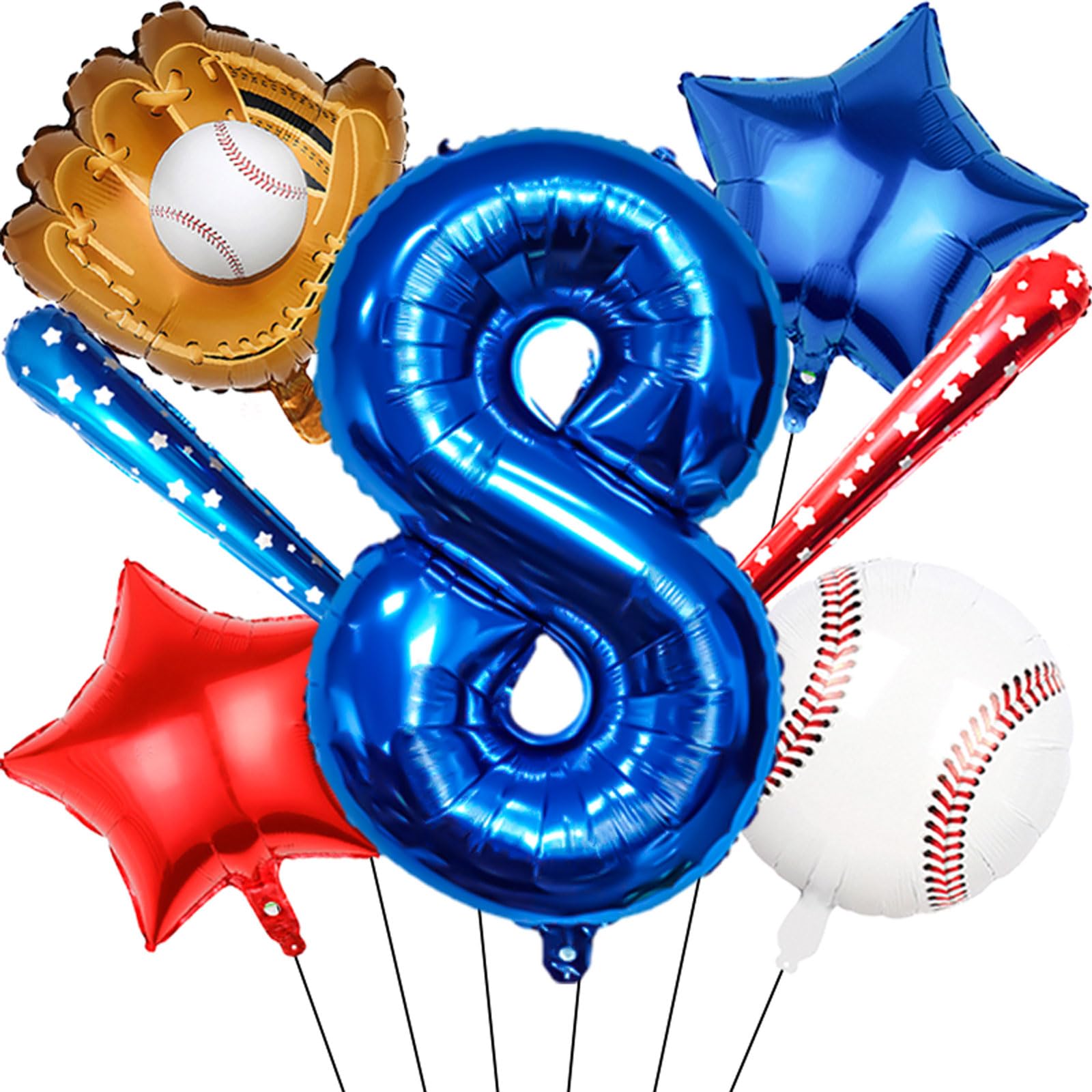 Tagberoy Baseball Balloons Baseball Party Decorations, Navy Blue Foil Number Balloons 40 inch Number 8 Balloon, Baseball Themed Party Supplies 8th