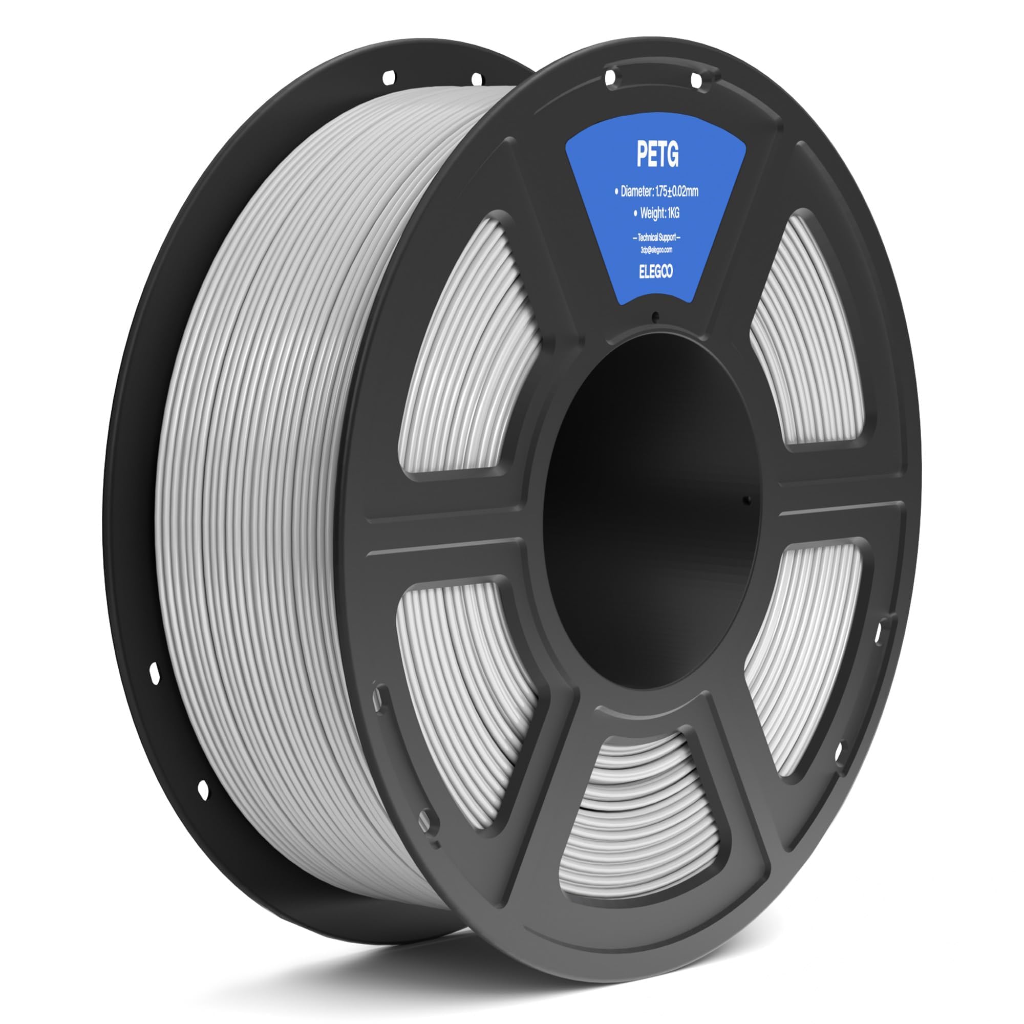 ELEGOO PETG Filament 1.75mm Gray 1KG, 3D Printer Filament Dimensional Accuracy +/- 0.02 mm, 1kg Spool(2.2lbs) Fits for Most FDM 3D Printers