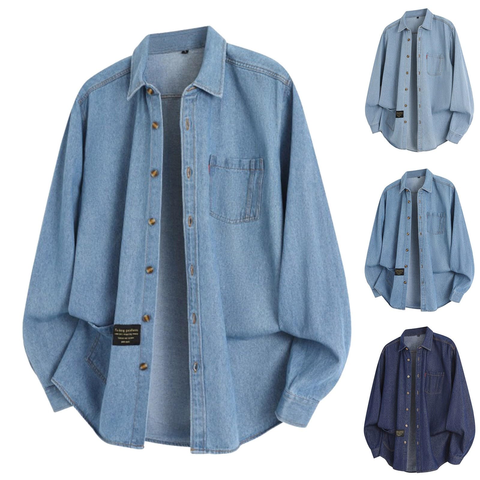 Generico Giacca di Jeans Uomo Giubbotto Abbigliamento Autunnali Denim Cowboy Casual Giubbino Giacchetto Oversize Primaverile Mezza Stagione