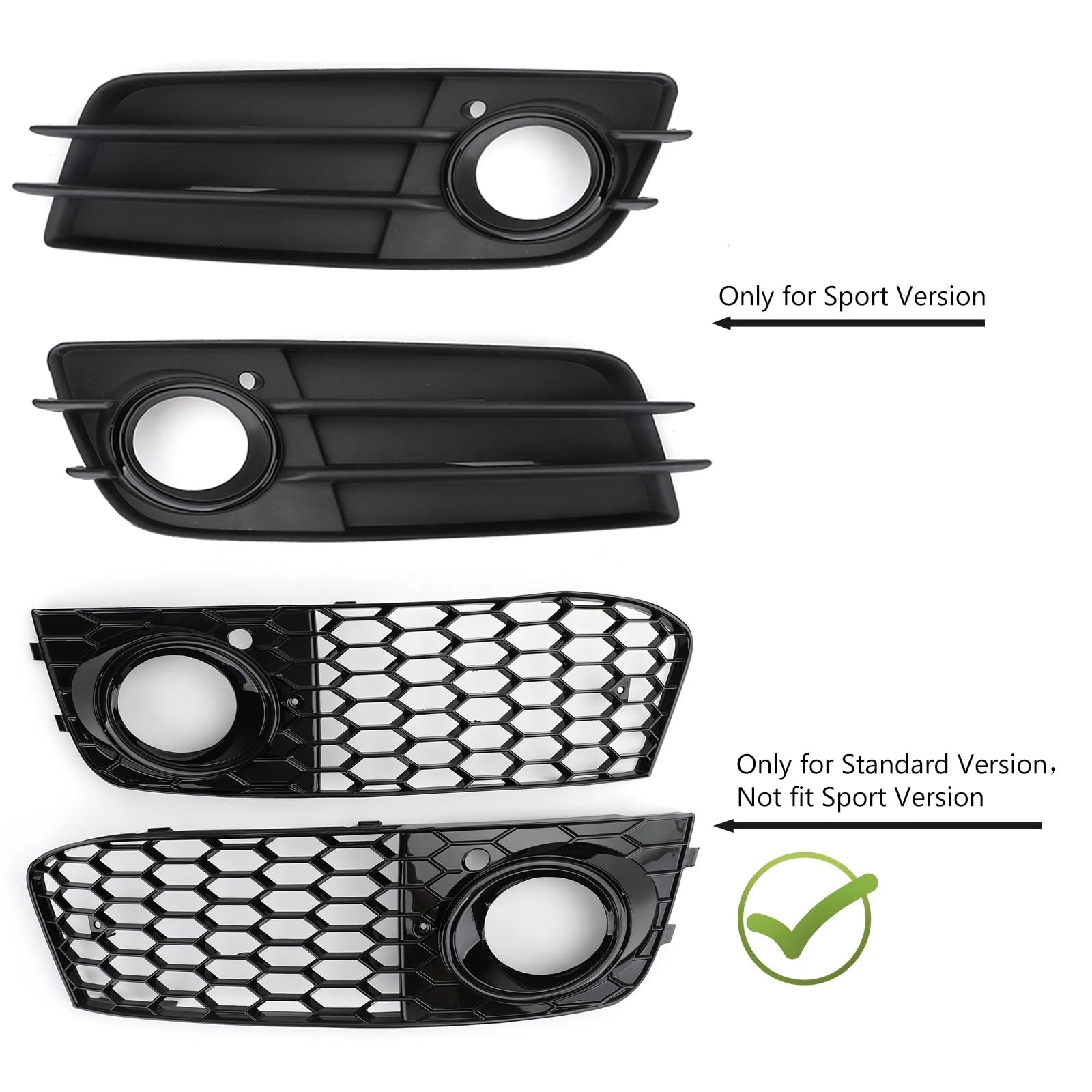 Pasuje do Audi A4 B8 RS4 2009-2012 Siatka plastra miodu Światło przeciwmgielne Otwarty otwór wentylacyjny A4 Osłona wlotu powietrza 8KD807682 8KD807681 Kratka samochodowa(B)