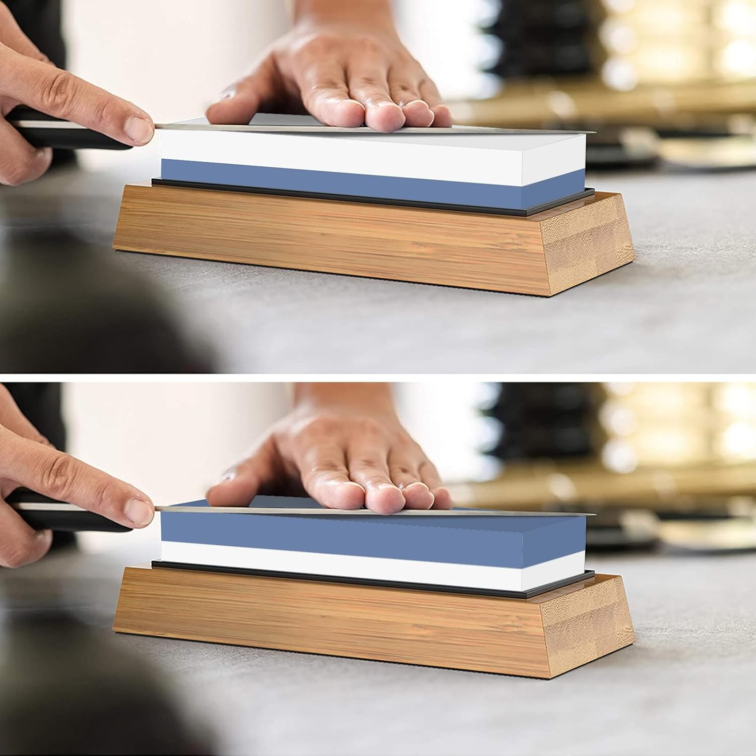 NUOBESTY Grit Double-sided Square Sharpening Stone with Silicone Base Kitchen Grinding Tool for Knives Scissors and Household Cutters Portable Compact Sharpener Random Color