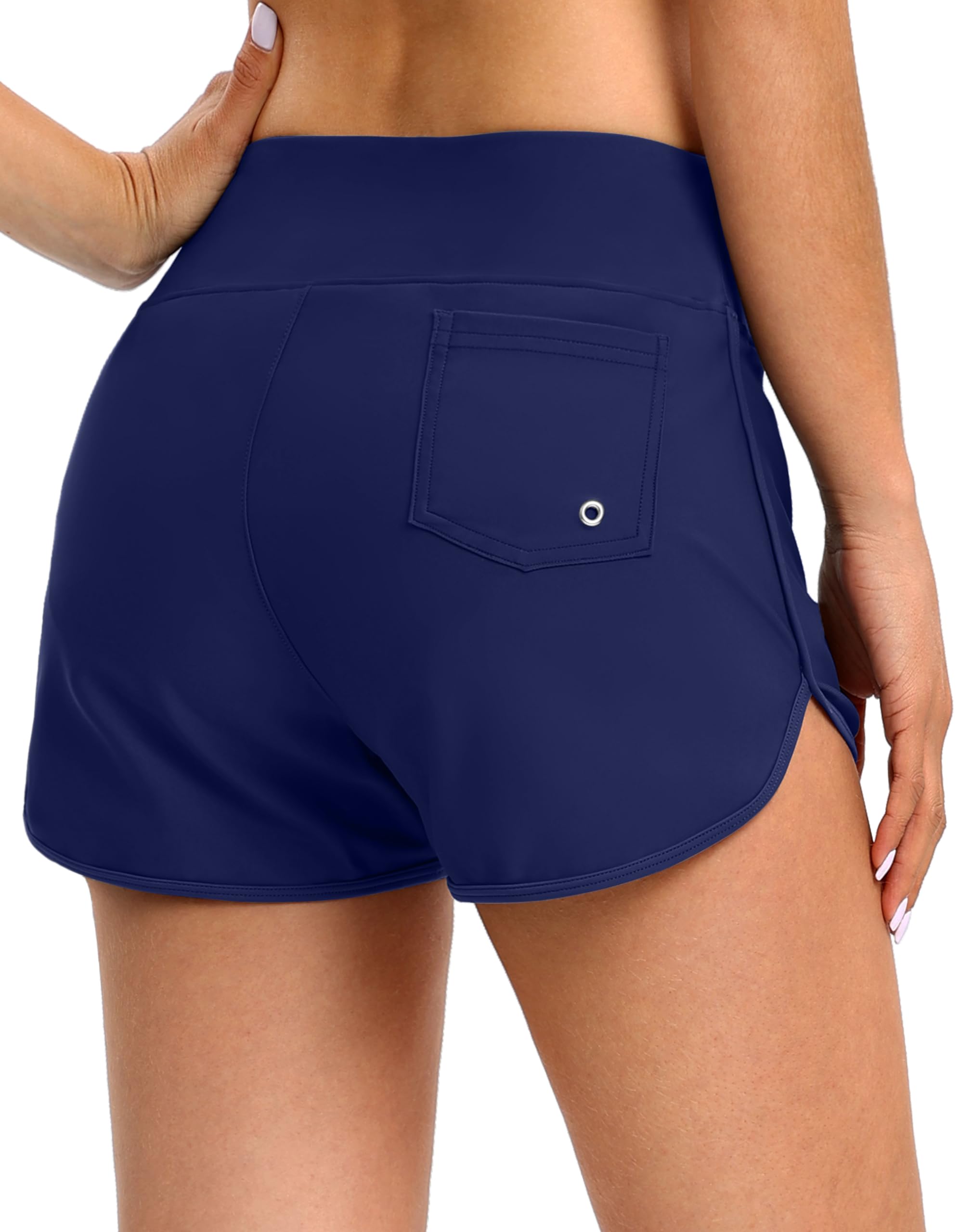 Women's Swim Board Shorts with Pockets High Waisted Tummy Control Swimsuit Bathing Shorts for Women with Liner-image-35