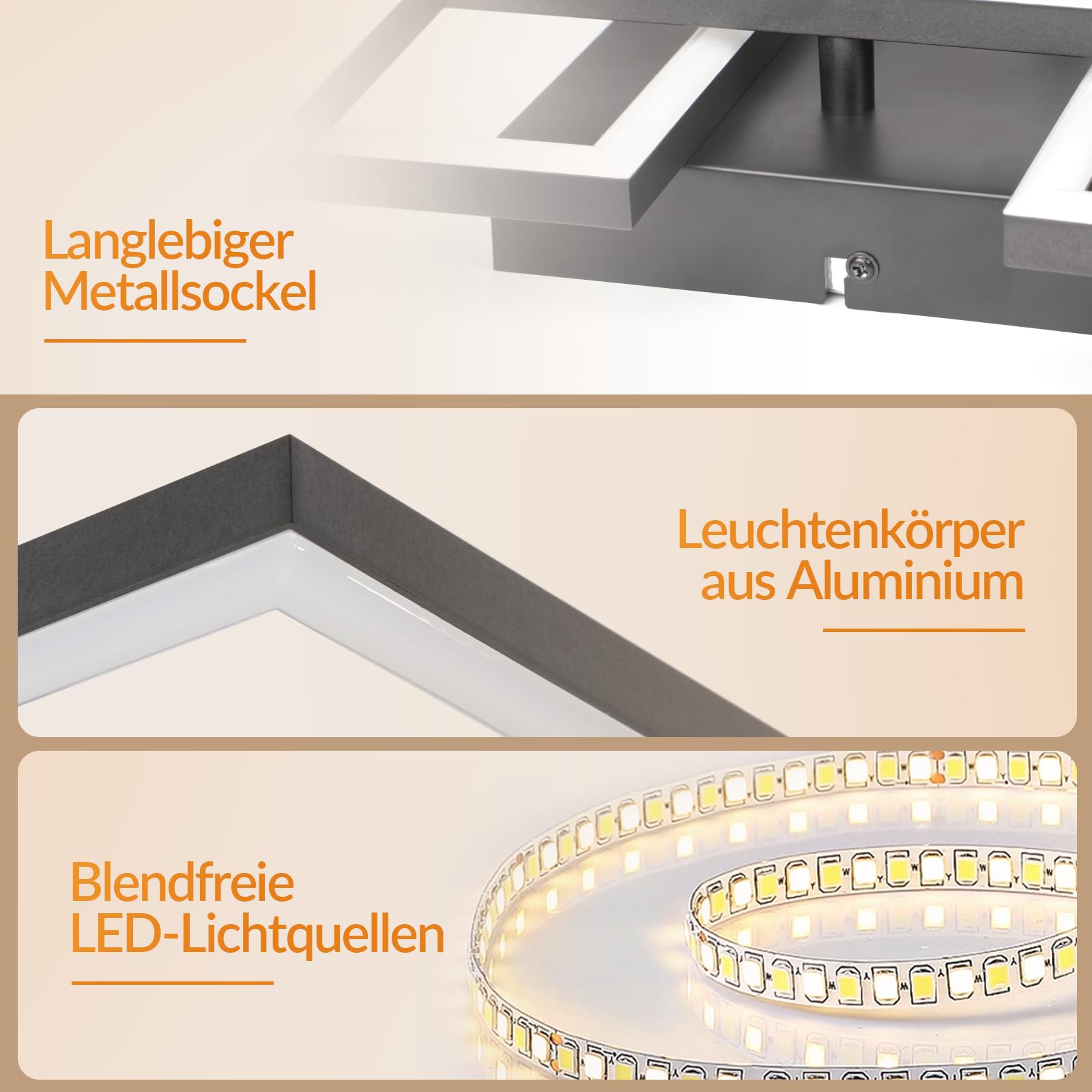 Homefire LED Deckenlampe, 31W Deckenleuchte Wohnzimmer mit Fernbedienung