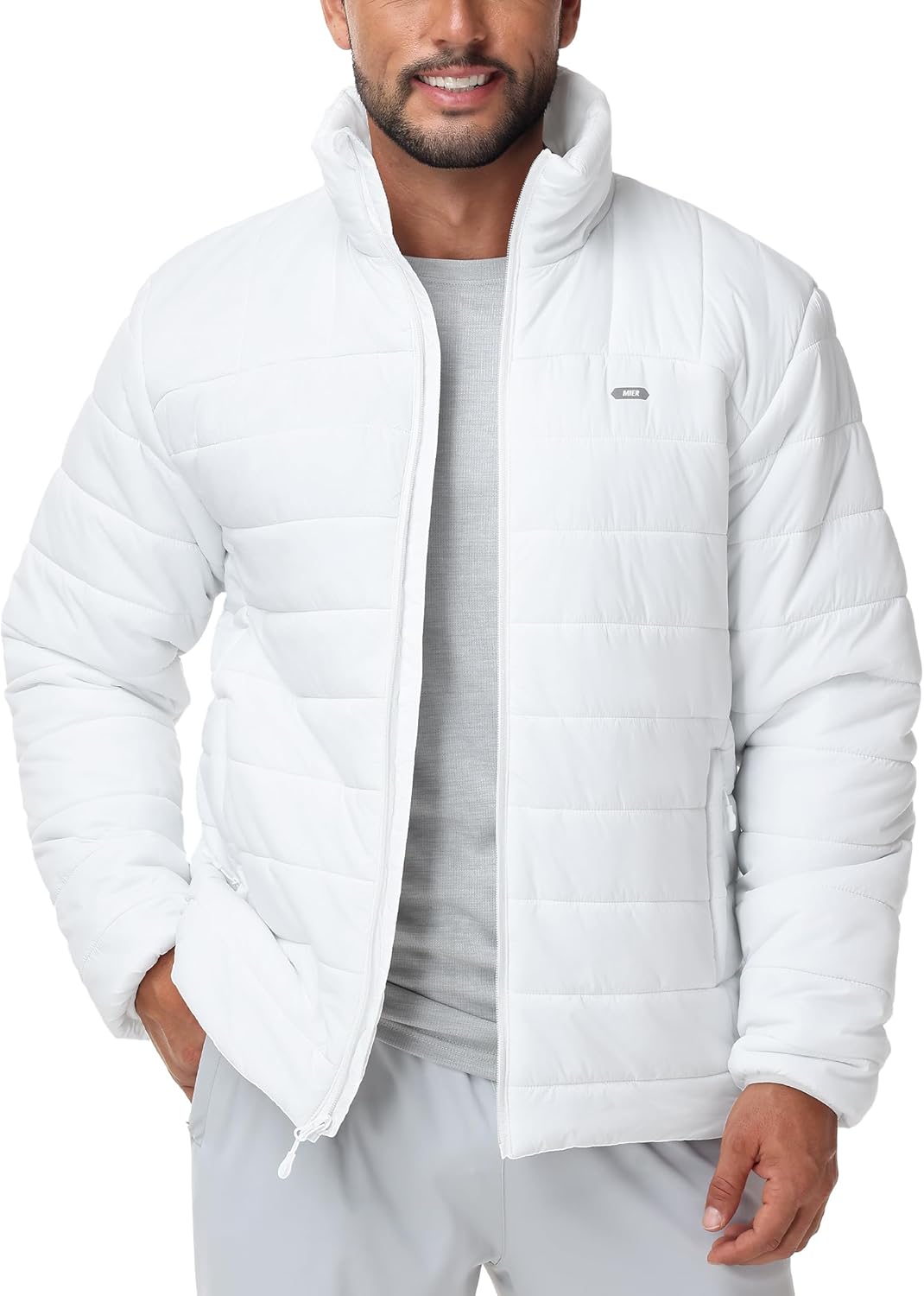 MIER Puffer Jacket for Men Lightweight Packable Winter Snow Jackets Water-resistant Warm Insulated Windproof Puffy Coats