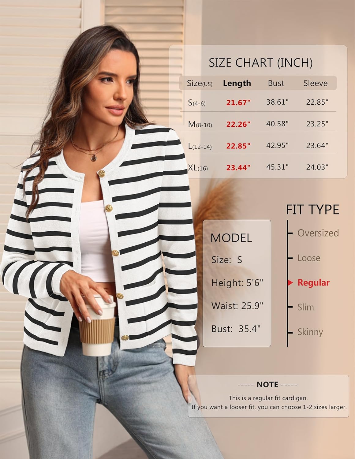 ATHMILE Women Striped Cardigan Sweaters Button Down Cropped Fall Fashion Outfits Winter Clothes Knit Lady Jackets Coat 2025 - Image 6