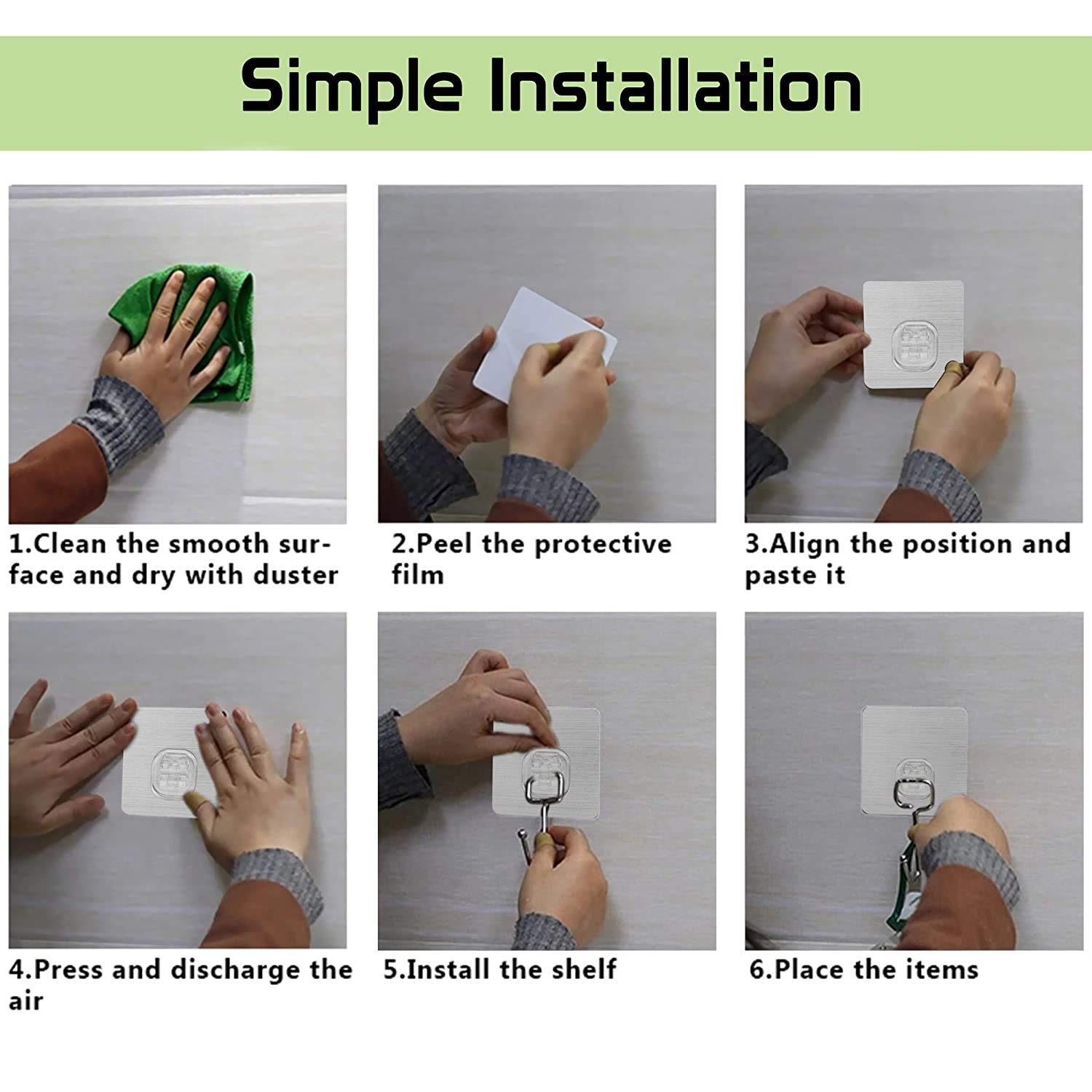 Waterproof and Rustproof Adhesive Heavy Duty Wall Mount Metal Hook 5kg — Amazon image 7