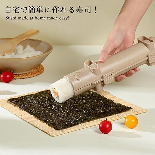 Vista 6 de Delamu Sushi Making Kit, 20 in 1 Bazooka Roller Kit with Chef’s Knife, Bamboo Mats, Rice Mold, Temaki Sushi Mats, Rice Paddle, Spreader, Chopsticks