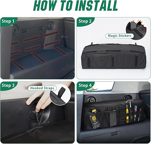 Miniatura 5 de Organizador de maletero de coche QQUNSUNUS con tela Oxford de 600D, organizador de almacenamiento para maletero de coche, compatible con Toyota FJ