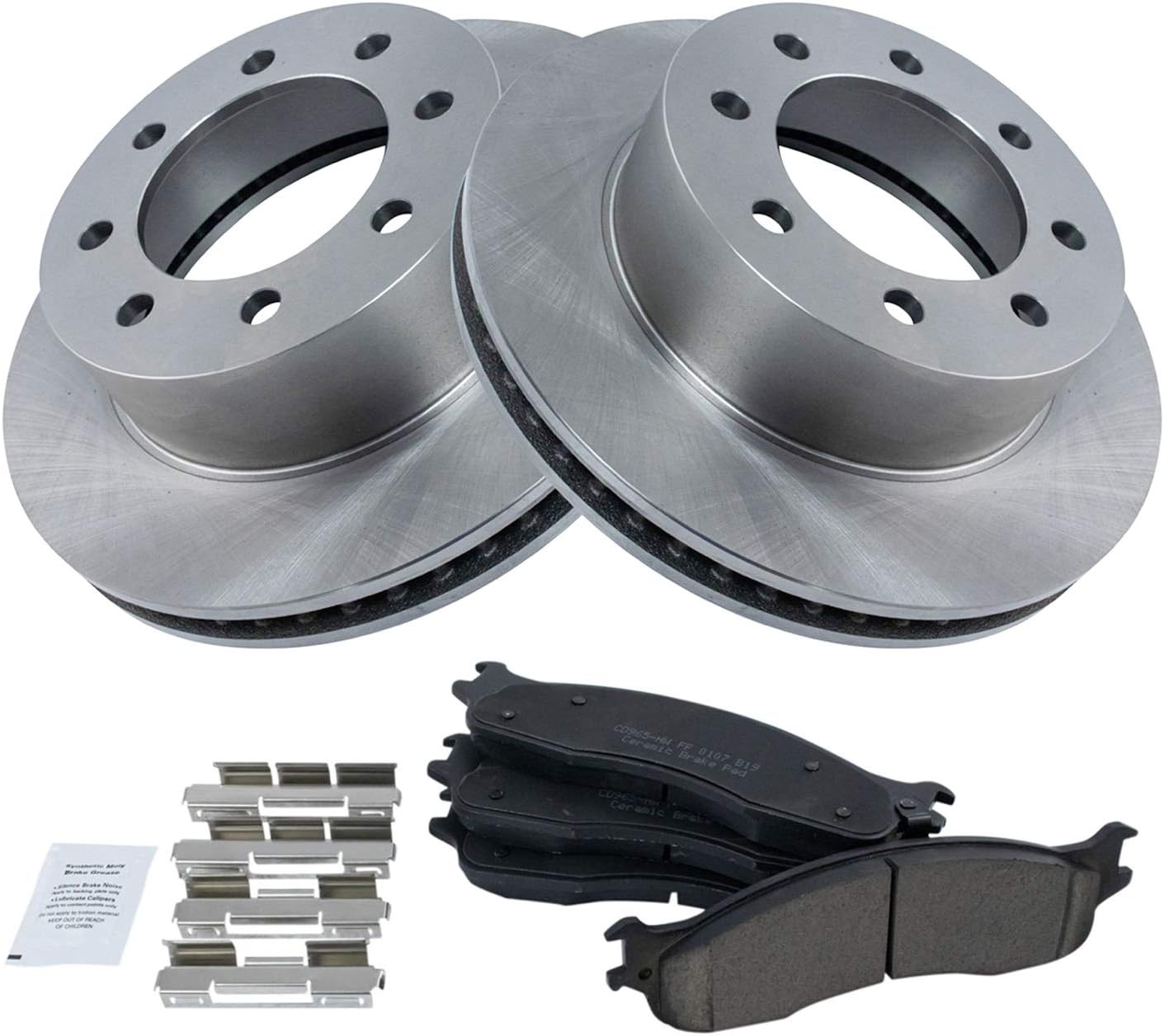 TRQ Front Brake Pad & Rotor Kit Brake Pads Brake Rotor Ceramic Compatible with 2006-2008 Dodge Ram 1500 2003-2008 Ram 2500 Ram 3500