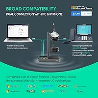 Vista 10 de Yealink WH62 Auriculares inalámbricos DECT certificados por equipos, auriculares inalámbricos con micrófono de cancelación de ruido para PC