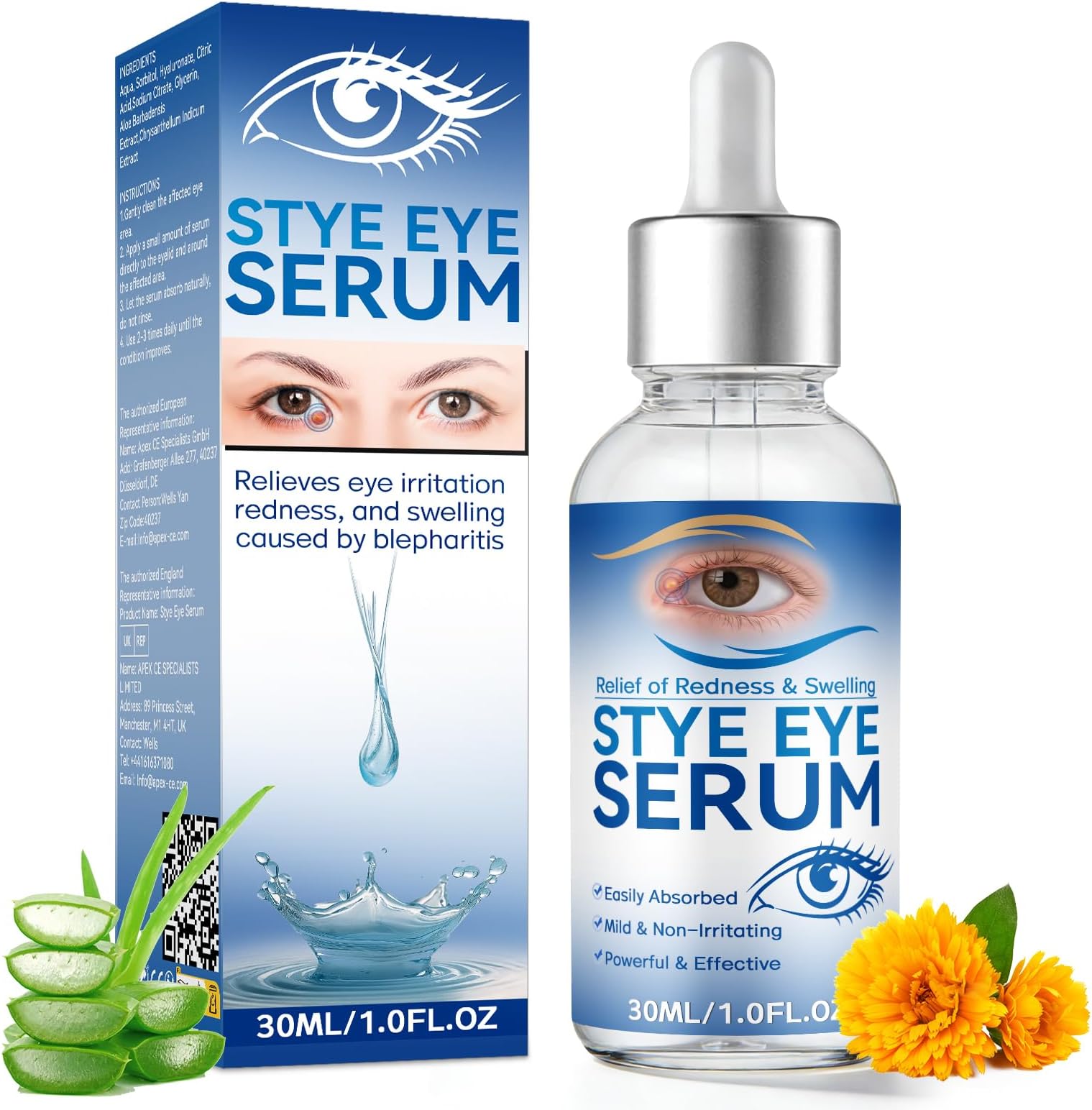 Stye Eye Treatment, Natural Eye Serum, Eye Drops for Infected Eyes, Styes, Blepharitis, Chalazions and Dry Eyes Treatment, Daily Area Cleansing, Relieves Dryness and Restores Healthier Skin