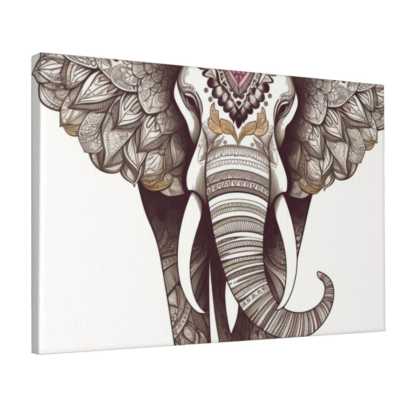 YKLJG Elephant art Printed Wall Art Canvas Prints 45x30 CM Wooden Framed Picture Painting Artwork for Bedroom Kitchen Home Office Decor