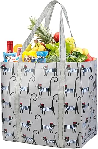 Miniatura 9 de BeeGreen Bolsa de mano extra grande con flores, paquete de 12 bolsas reutilizables con asas reforzadas y parte inferior extraíble, plegable a granel